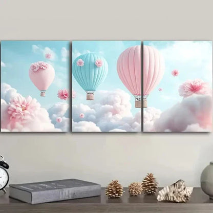 3pcs Hot Air Balloons Sky Wall Art Set Canvas Unframed - High Quality Print 100% Australian Made Wall Canvas