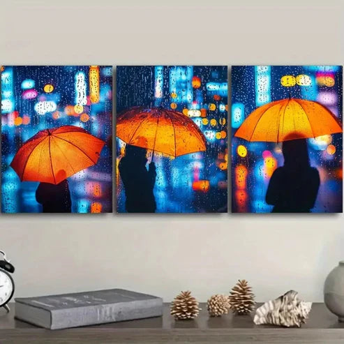3pcs Yellow Umbrella Luxurious Wall Art Set Canvas Unframed - High Quality Print 100% Australian Made Wall Canvas