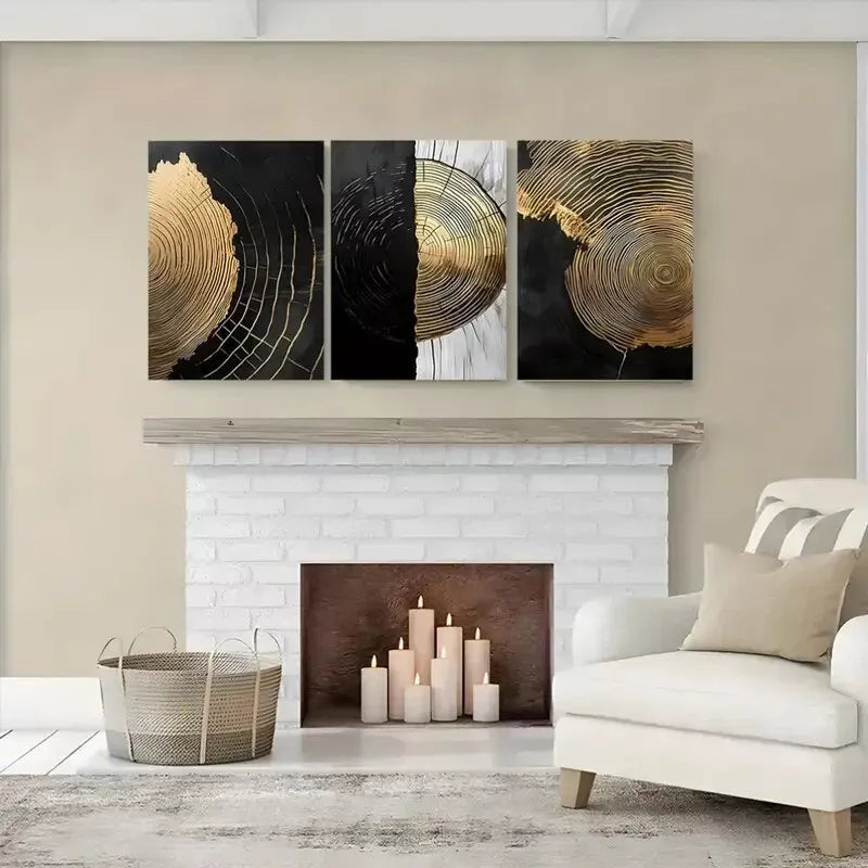 3pcs Tree Ring Abstract Canvas Framed 40x60cm - High Quality Print 100% Australian Made Wall Canvas Ready to Hang