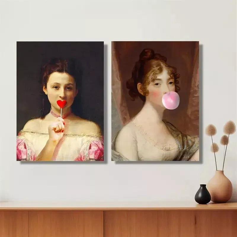 2pcs Sexy Art, Oil Painting Art Decoration, Victorian Art, Girl Canvas Framed 50x75cm - High Quality Print 100% Australian Made Wall Canvas Ready to Hang