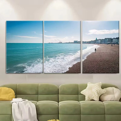 3pcs Brighton Coastal Prints, UK Travel Metal Print Ready to Hang Art