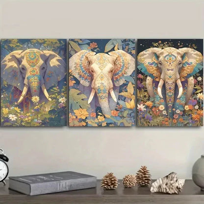 3pcs Featuring an Elephant Wall Art Canvas Unframed - High Quality Print 100% Australian Made Wall Canvas