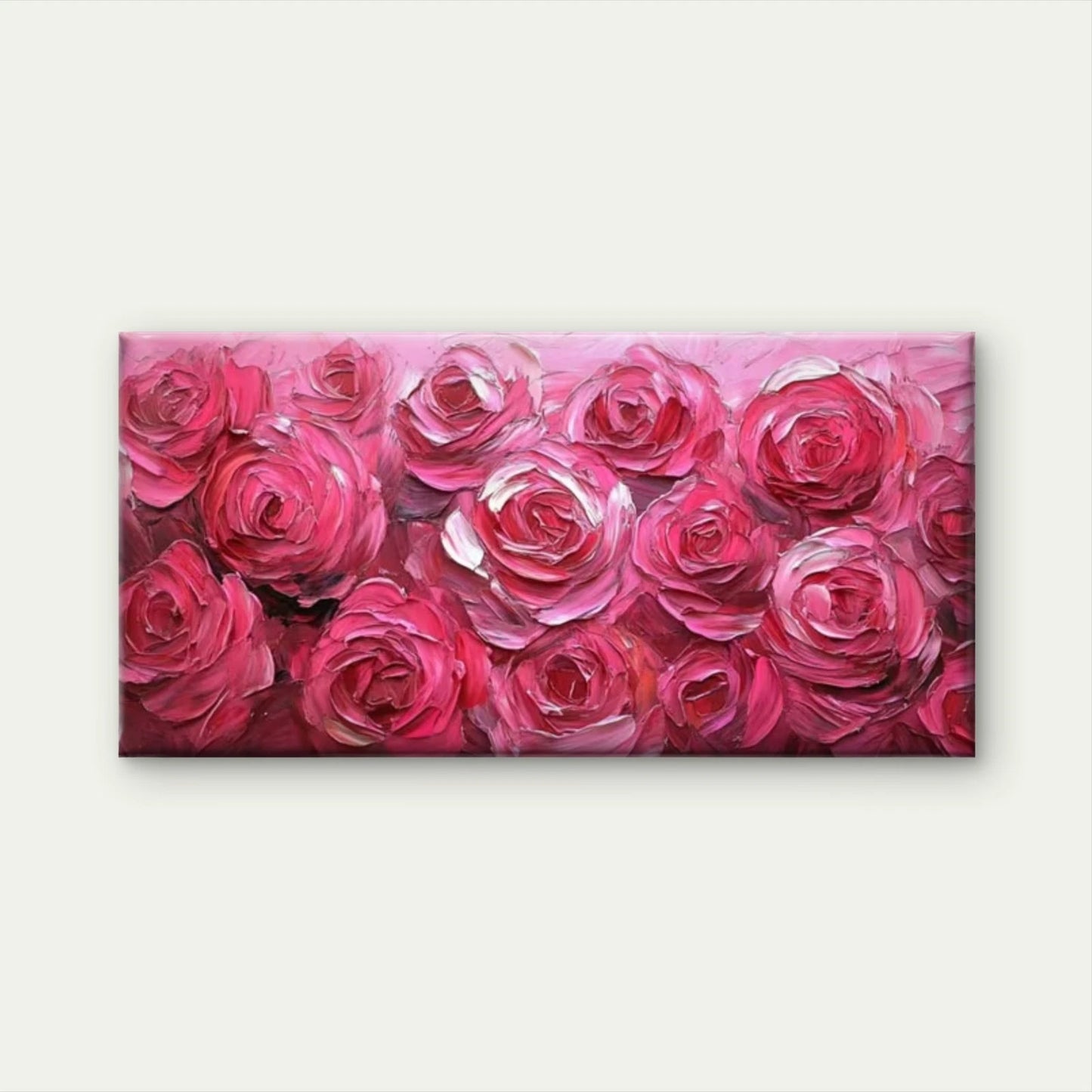 Pink Roses Decor Wall Art Canvas Office Home Room Framed 120x60cm