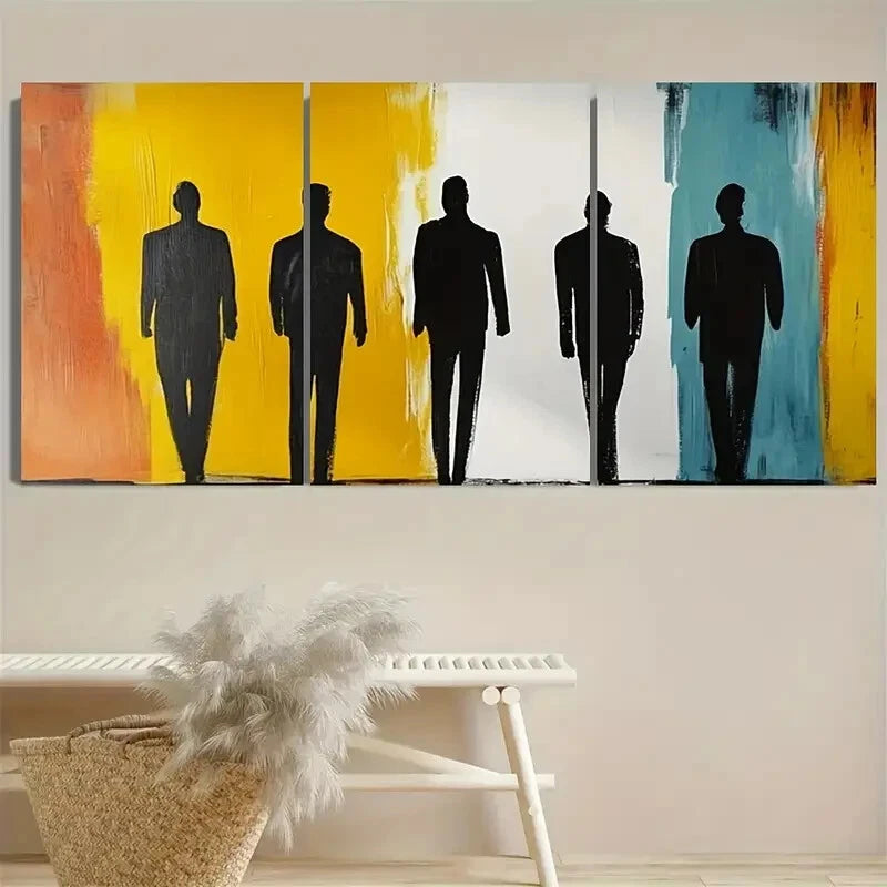 3pcs Wailing Wall People Silhouettes malist Figure Metal Print Ready to Hang Art