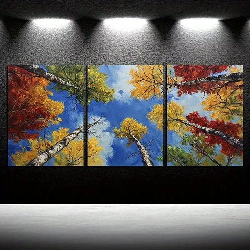 3pcs Sky in the Forest Canvas Framed 60x90cm - High Quality Print 100% Australian Made Wall Canvas Ready to Hang