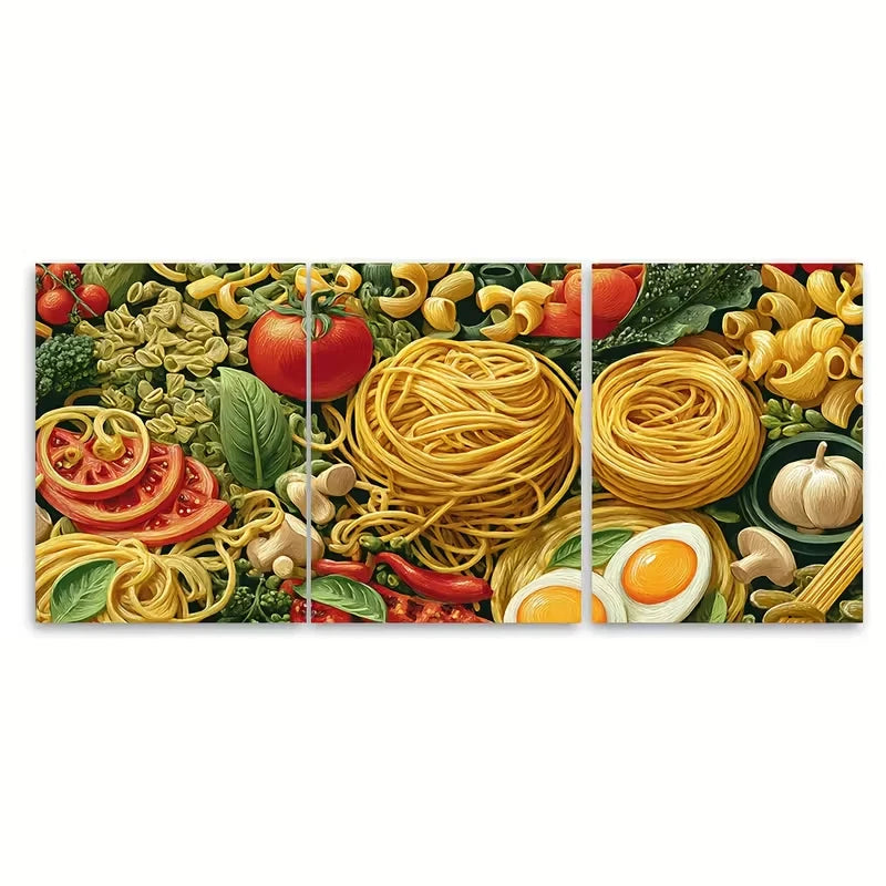 3pcs Retro Italian Food Pasta Night Kitchen Metal Print Ready to Hang Art