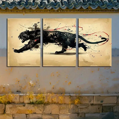 3pcs Modern Abstract Jaguar Design Metal Print Ready to Hang Art