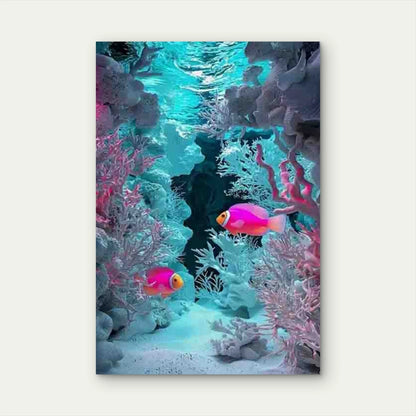 Vibrant Underwater Coral and Fishscape Metal Print Ready to Hang