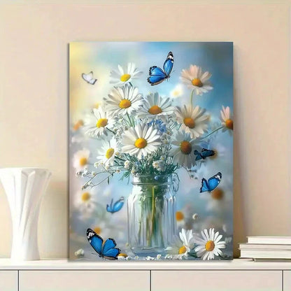 Beautiful Bouquet of Daisies in a Glass Vase Painting 40x60cm Metal Print Ready to Hang