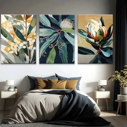 3pcs Abstract Botanical Australian Native Flowers Metal Print Ready to Hang Art