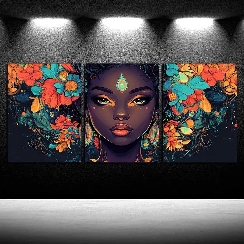 3pcs Vibrant Modern Floral and Botanical Theme Metal Print Ready to Hang Art