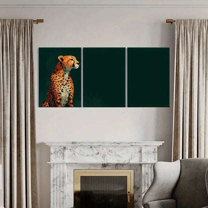 3pcs Leopard Profile Abstract Wildlife Metal Print Ready to Hang Art