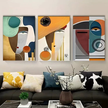 3pcs Picasso-Inspired Abstract Modern Canvas Framed 60x90cm - High Quality Print 100% Australian Made Wall Canvas Ready to Hang