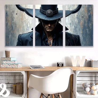 3pcs Stylish Men in Hats Spray-Painted Wall Art Set Canvas Framed 60x90cm - High Quality Print 100% Australian Made Wall Canvas Ready to Hang