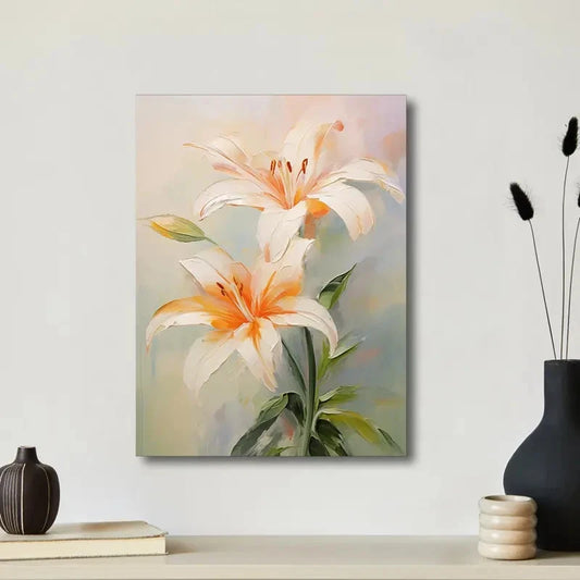 Beautiful Elegant Lily Flower Painting 40x60cm Metal Print Ready to Hang