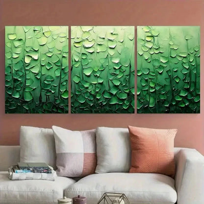3pcs Green Abstract Textured Nature Forest Metal Print Ready to Hang Art