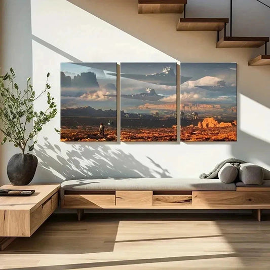 3pcs Classic Science Fiction Movie Wall Art Set Canvas Framed 40x60cm - High Quality Print 100% Australian Made Wall Canvas Ready to Hang
