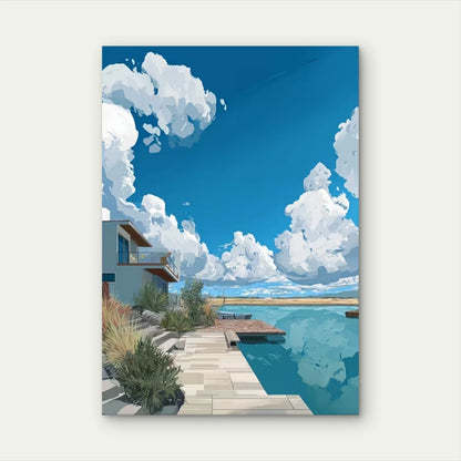 Coastal Beach House Metal Print Ready to Hang