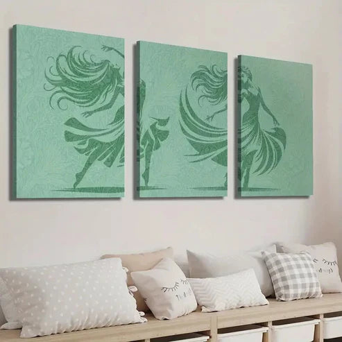 3pcs Ballet Dancing Girl Silhouette Illustration Wall Art Set Canvas Unframed - High Quality Print 100% Australian Made Wall Canvas