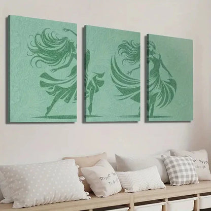 3pcs Ballet Dancing Girl Silhouette Illustration Wall Art Set Canvas Unframed - High Quality Print 100% Australian Made Wall Canvas