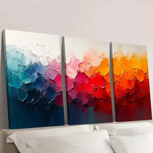 .3pcs Original Colorful Abstract Painting ER  Wall Art Set Canvas Framed 50x70cm - High Quality Print 100% Australian Made Wall Canvas Ready to Hang