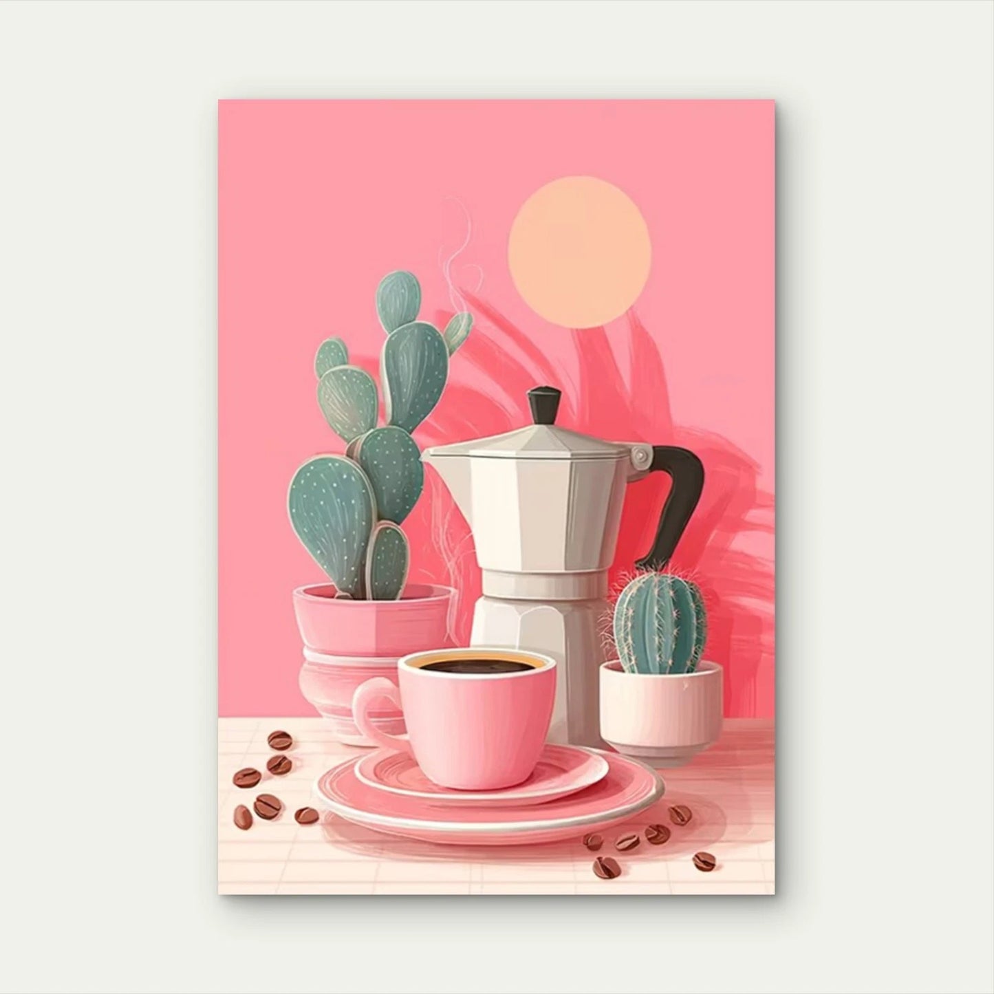 Red & Pink Pastel Kitchen Coffee Club 60x90cm Metal Print Ready to Hang