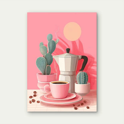 Red & Pink Pastel Kitchen Coffee Club 60x90cm Metal Print Ready to Hang