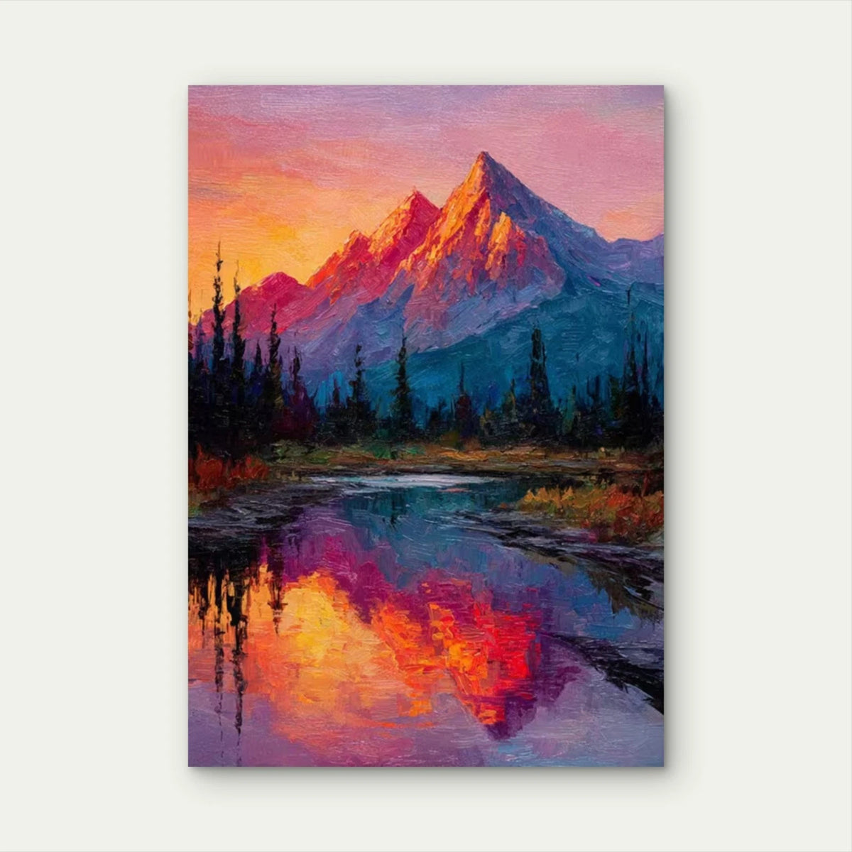 Mountain Glow Landscape with Sunset Metal Print Ready to Hang