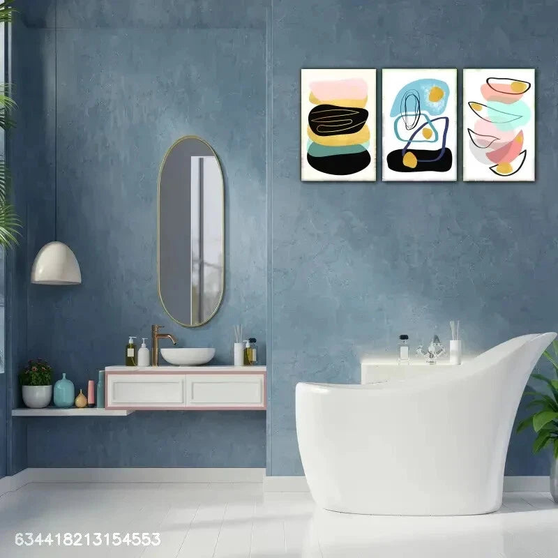 3pcs Geometric Patterns And Lines Decorate Metal Print Ready to Hang Art