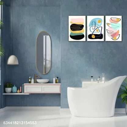 3pcs Geometric Patterns And Lines Decorate Metal Print Ready to Hang Art