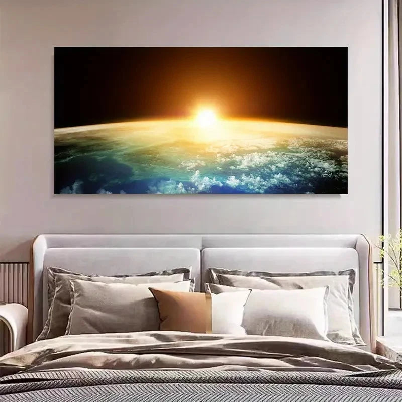 Earth Sunrise Space & Universe Wall Art Canvas Office Home Room Framed 120x60cm