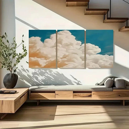 3pcs Clouds Navy Blue Sky Nature Metal Print Ready to Hang Art