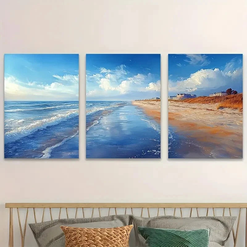 3pcs Oil Painting of Rehoboth Beach Delaware Metal Print Ready to Hang Art
