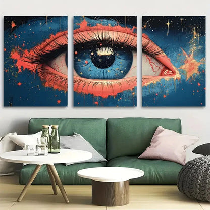 3pcs Coquette Eye Design Metal Print Ready to Hang Art