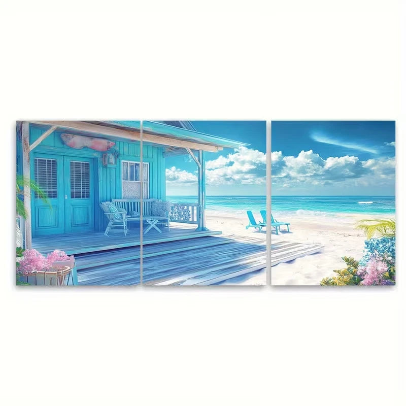 3pcs Beach House Decor Metal Print Ready to Hang Art