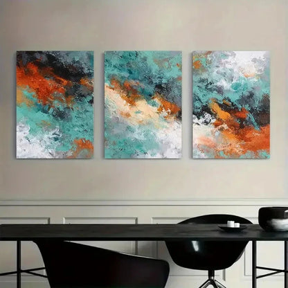 3pcs Abstract Wind Texture Blue & Purple Metal Print Ready to Hang Art