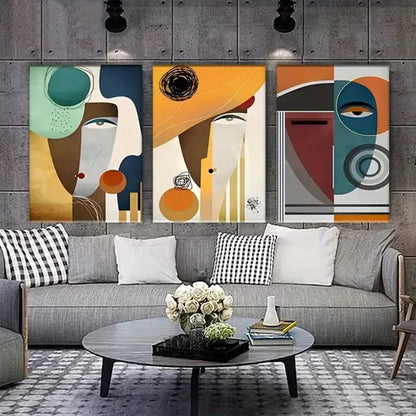 3pcs Picasso-Inspired Abstract Modern Canvas Framed 60x90cm - High Quality Print 100% Australian Made Wall Canvas Ready to Hang