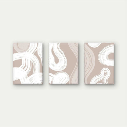 3pcs Neutral Abstract White Waves Wall Art Set Canvas Framed 40x60cm - High Quality Print 100% Australian Made Wall Canvas Ready to Hang