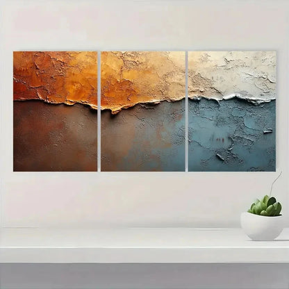 3pcs Brown and White Abstract Texture Acrylic Metal Print Ready to Hang Art