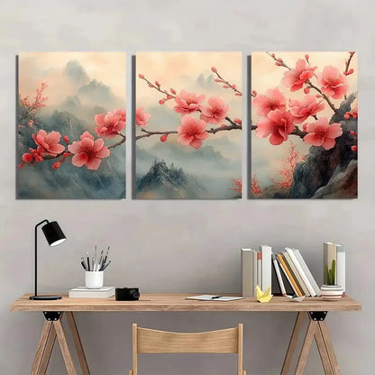 3pcs Blossom Elegant Spring Watercolor Floral Metal Print Ready to Hang Art