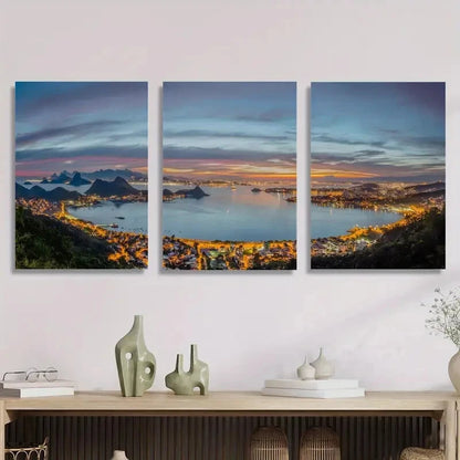3pcs Classic Landscape Ink Painting Metal Print Ready to Hang Art