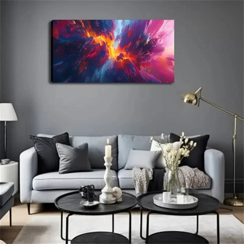 Minimalist Vibrant Multicolor Wall Art Canvas Office Home Room Framed 120x60cm