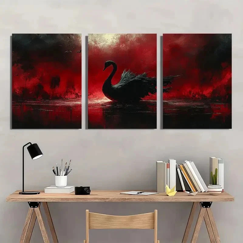 3pcs The Black Swan Gothic Dark Macabre Wall Art Set Canvas Framed 40x60cm - High Quality Print 100% Australian Made Wall Canvas Ready to Hang