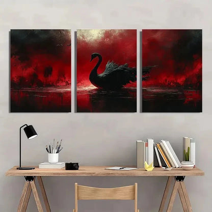 3pcs The Black Swan Gothic Dark Macabre Wall Art Set Canvas Framed 40x60cm - High Quality Print 100% Australian Made Wall Canvas Ready to Hang