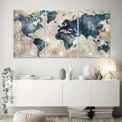 3pcs Abstract Map Decorative Modern Art Wall Art Canvas Unframed - High Quality Print 100% Australian Made Wall Canvas