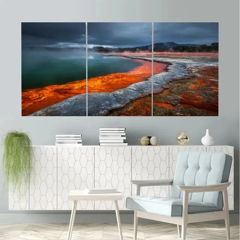 3pcs Rotorua Geothermal Park painting Wal1l Art Set Canvas Framed 40x60cm - High Quality Print 100% Australian Made Wall Canvas Ready to Hang