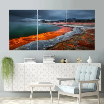 3pcs Rotorua Geothermal Park painting Wal1l Art Set Canvas Framed 40x60cm - High Quality Print 100% Australian Made Wall Canvas Ready to Hang