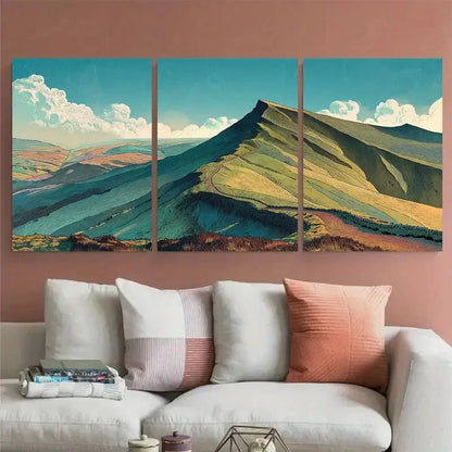3pcs Kinder Scout Scenic Mountain Peak Wall Art Set Canvas Framed 40x60cm - High Quality Print 100% Australian Made Wall Canvas Ready to Hang