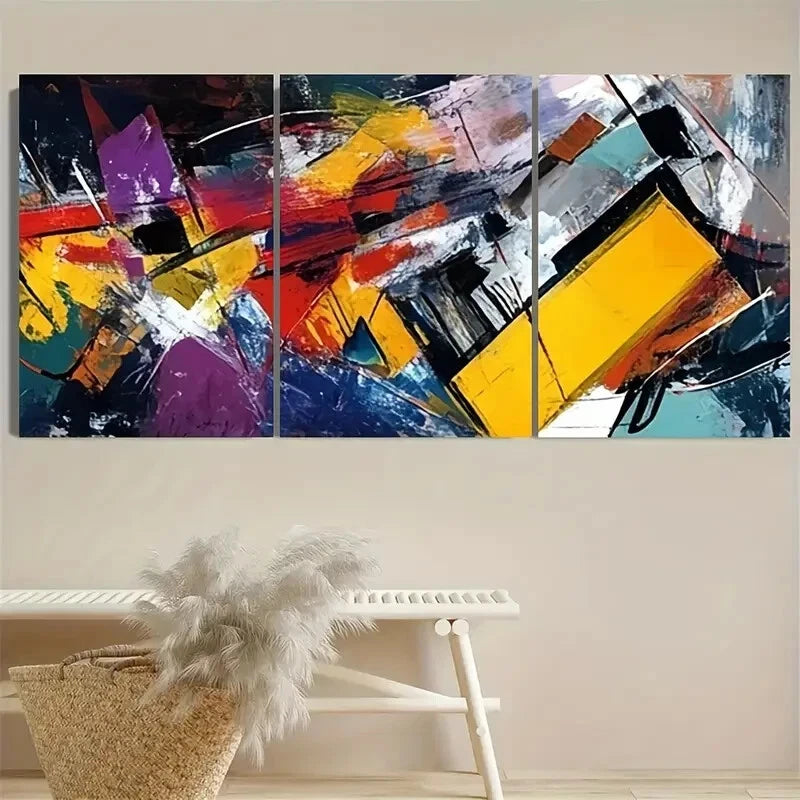 3pcs Captivating Fusion of Colors and Culture Metal Print Ready to Hang Art