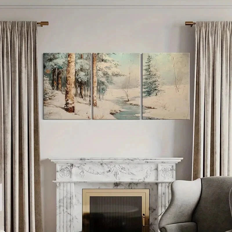 3pcs Winter Forest Snowscape Art Landscape Metal Print Ready to Hang Art
